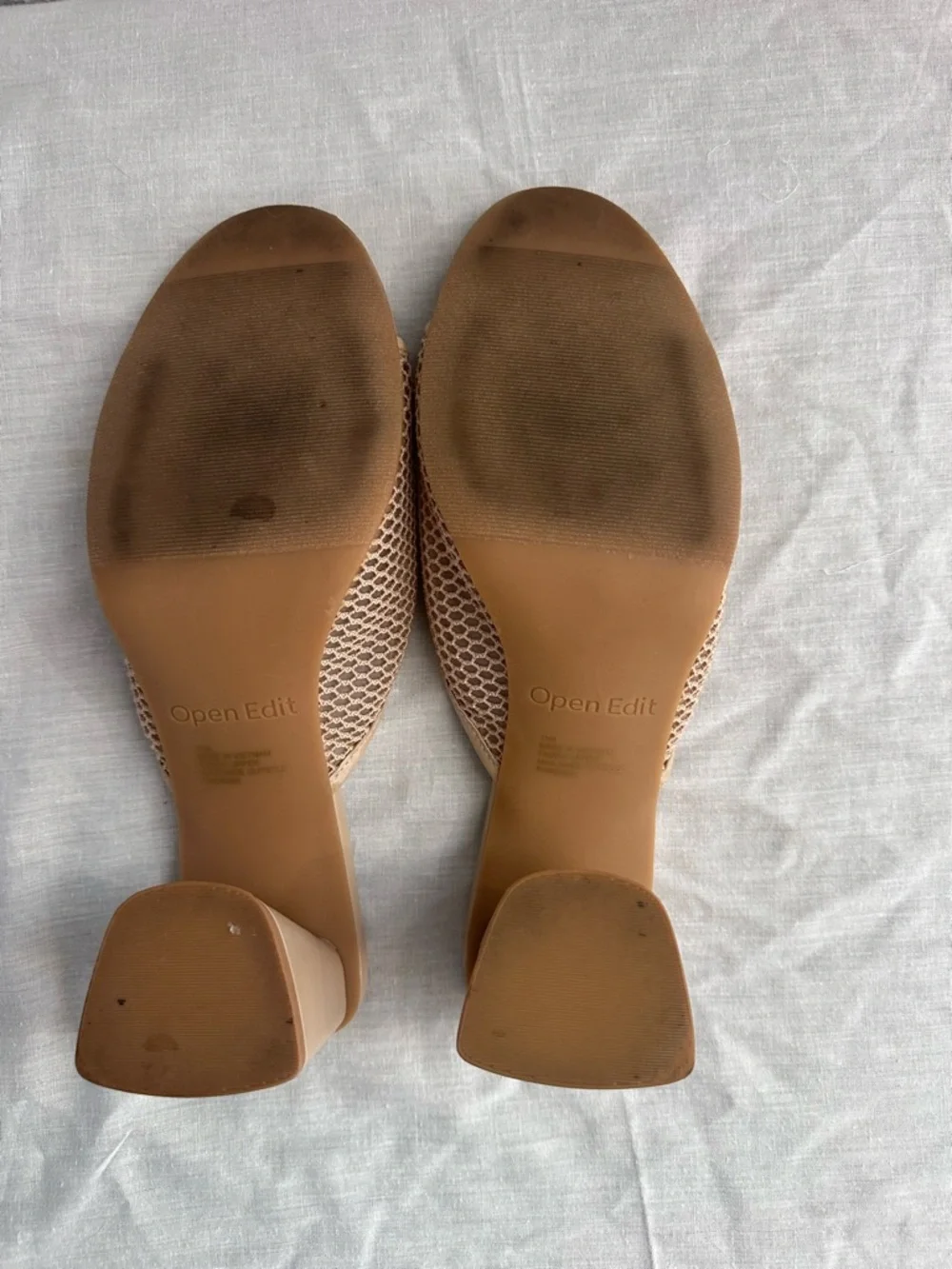 Open Edit Colette Mesh Mule Heels Beige Block Heel Sandals Size 11 - Picture 6 of 11